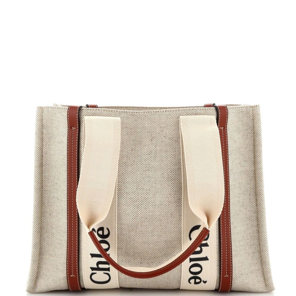 Chloe Woody Tote Canvas With Leather #94235C13B - Picture 1 of 7